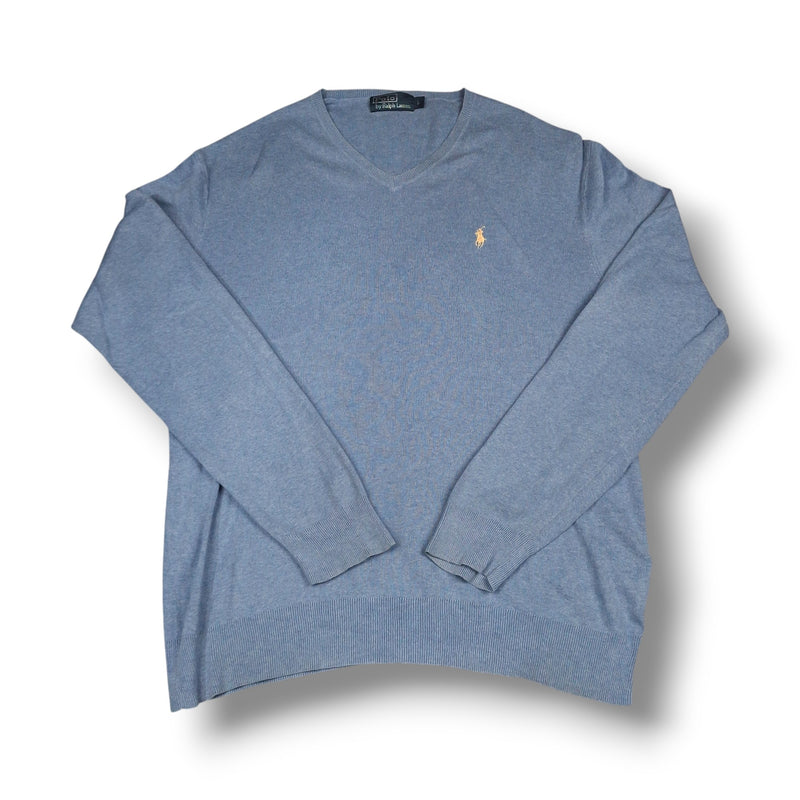 Light Blue Vintage Ralph Lauren V-Neck Knitwear (L)