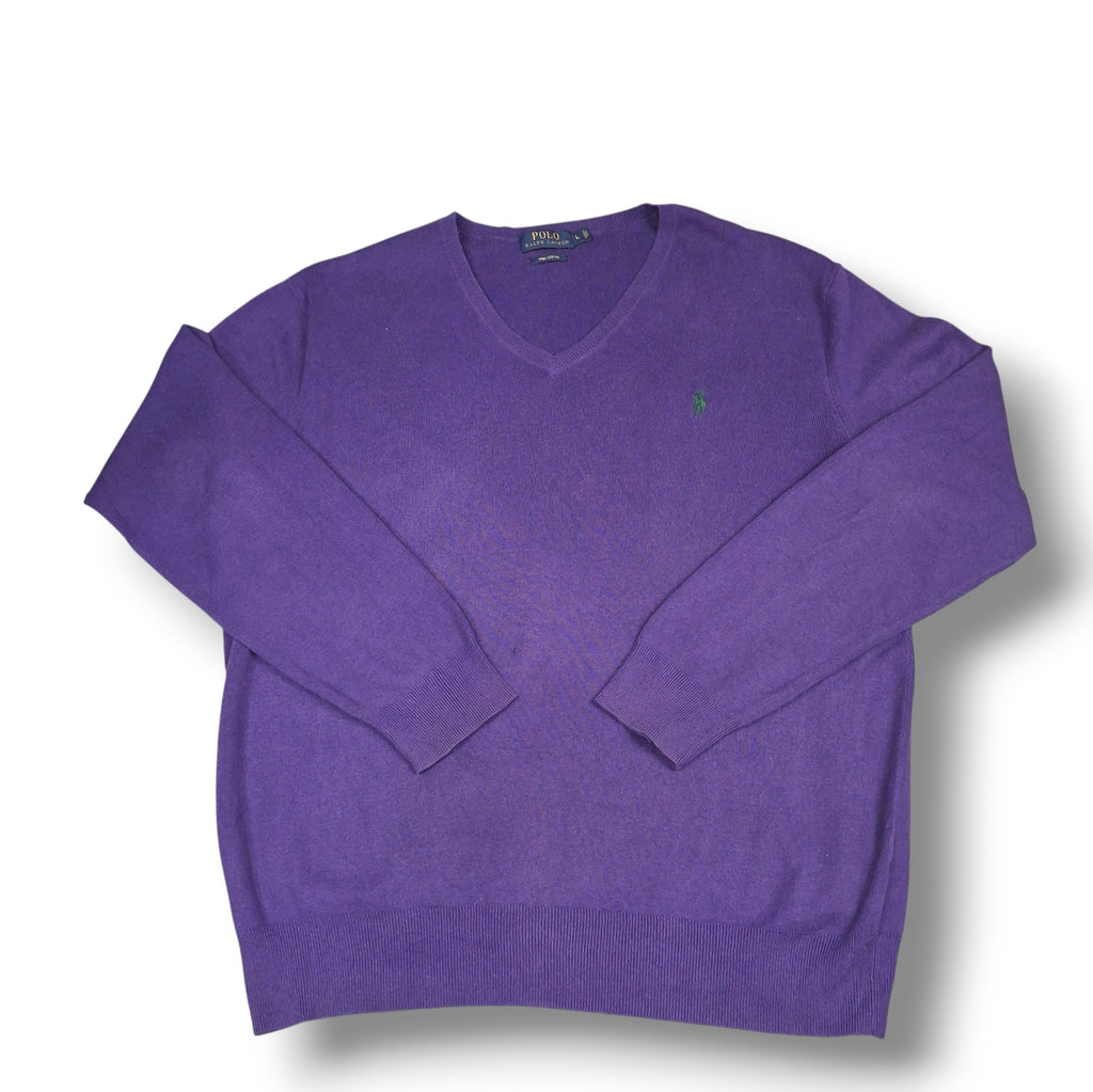 Purple Vintage Ralph Lauren V-Neck Knitwear (L)