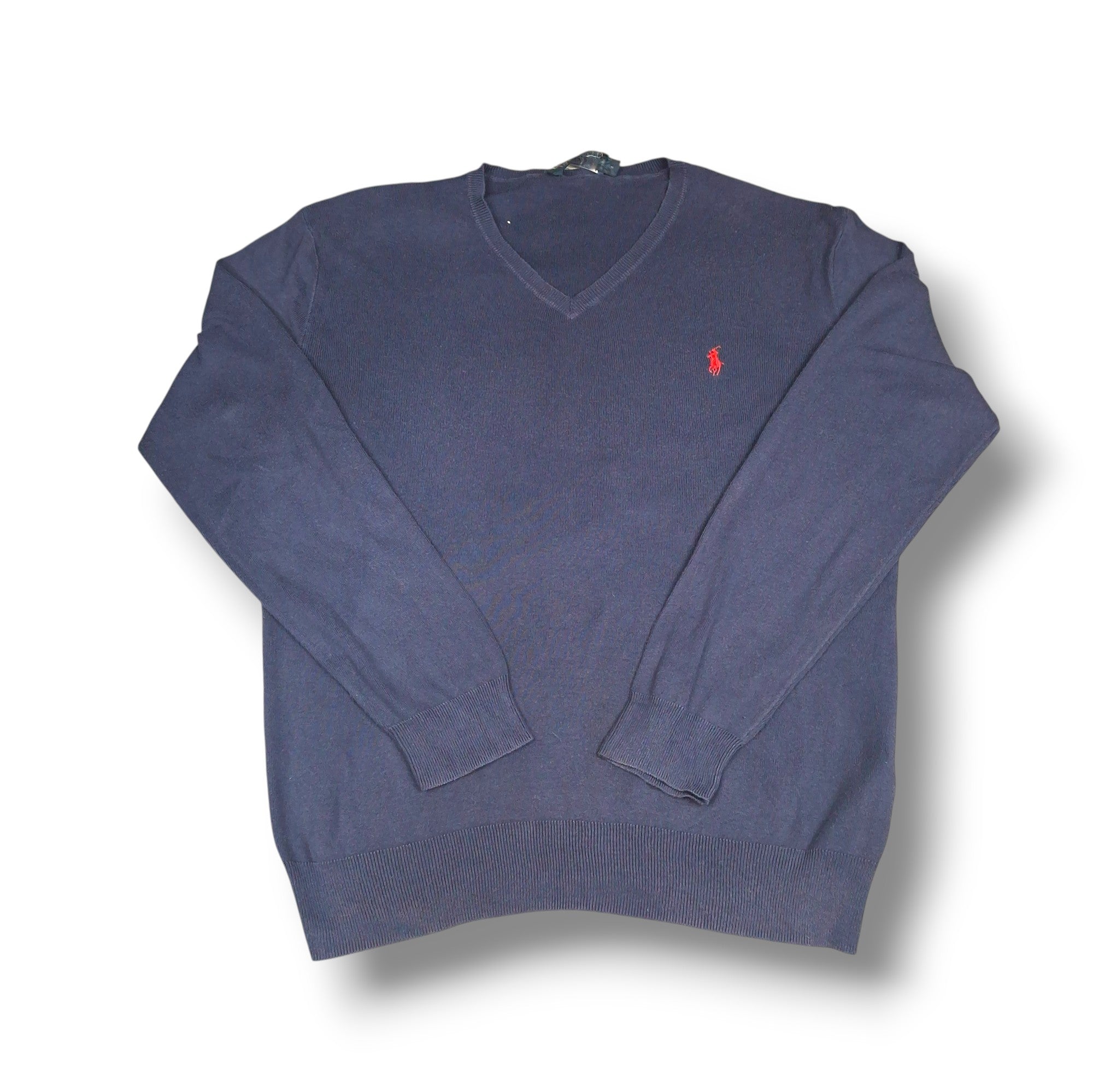 Dark Blue Vintage Ralph Lauren V-Neck Knitwear (M)