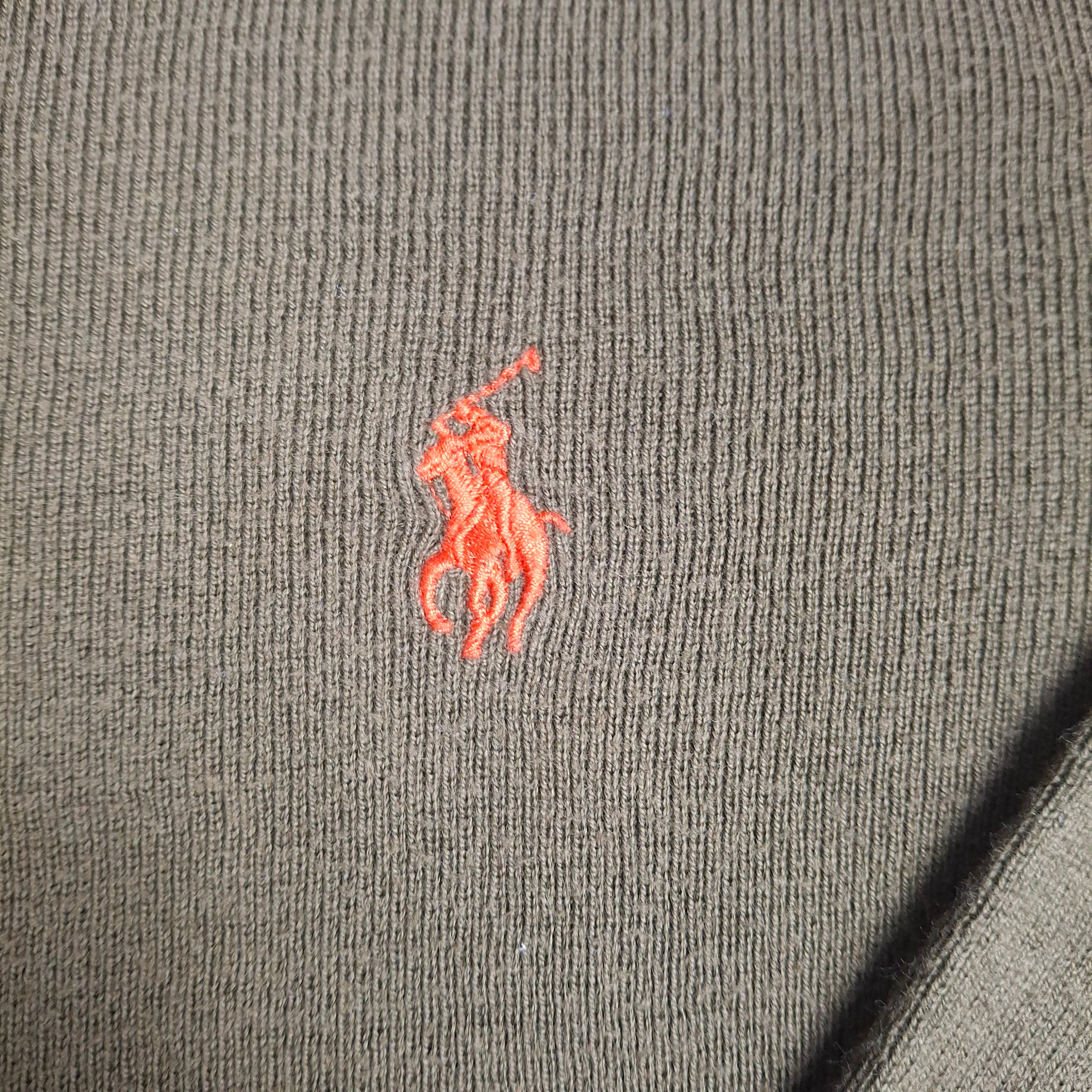 Olive Green Vintage Ralph Lauren V-Neck Knitwear (L)