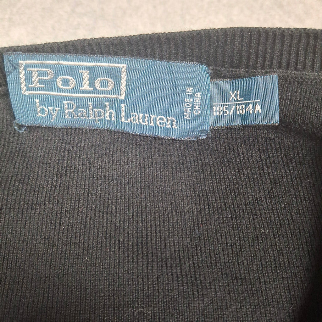 Black Vintage Ralph Lauren V-Neck Knitwear (XL)