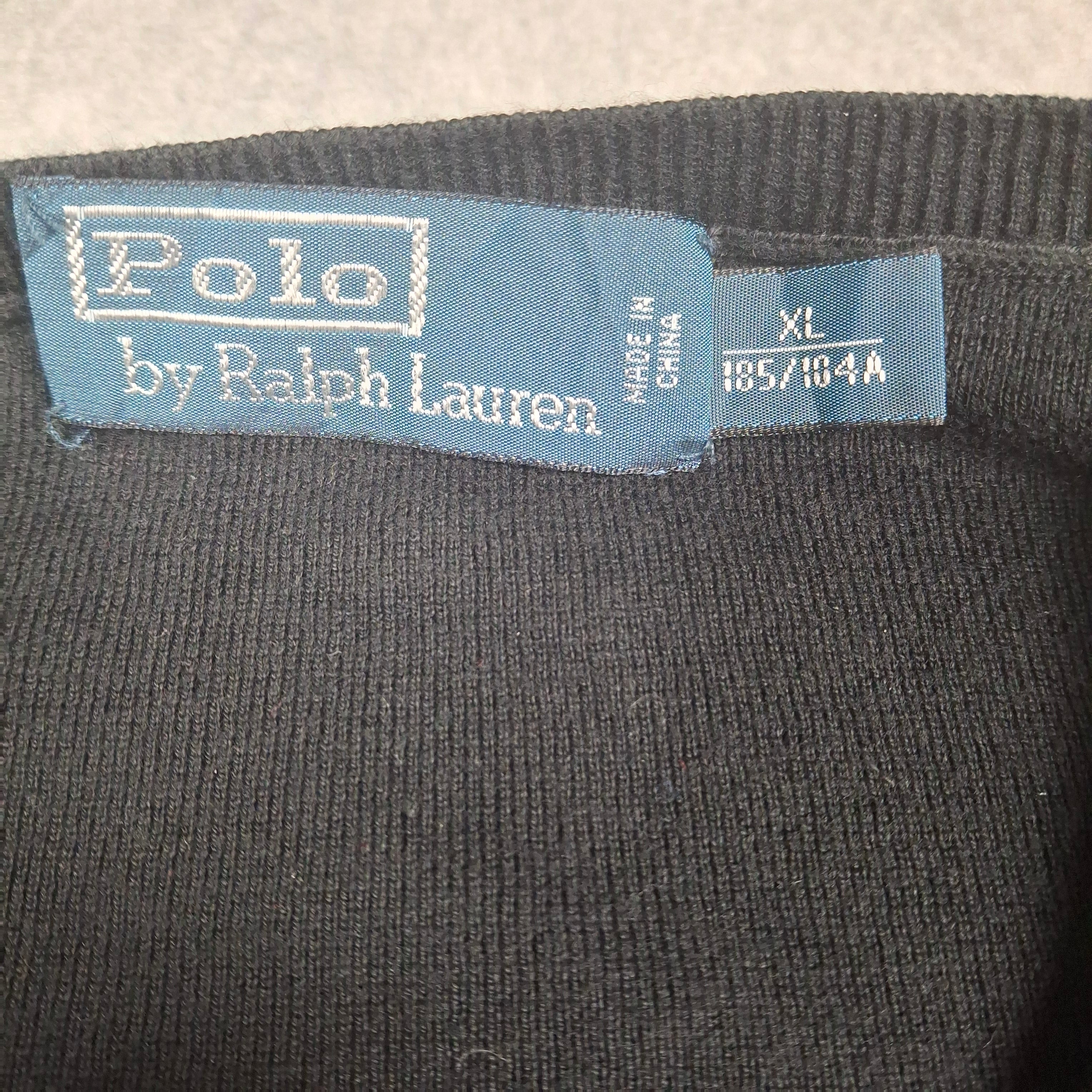 Black Vintage Ralph Lauren V-Neck Knitwear (XL)