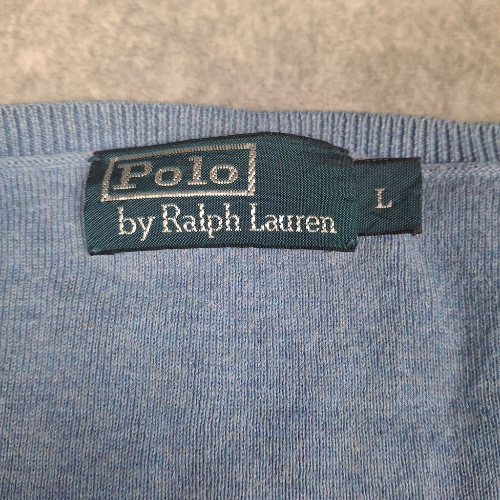 Light Blue Vintage Ralph Lauren V-Neck Knitwear (L)