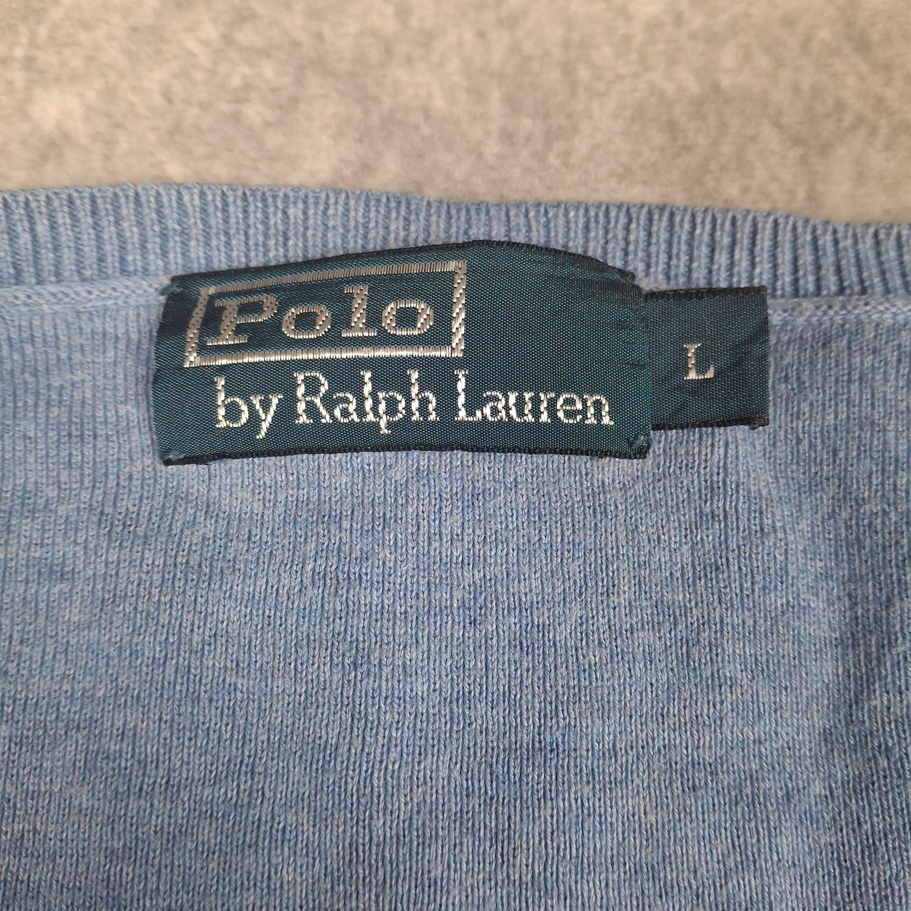 Light Blue Vintage Ralph Lauren V-Neck Knitwear (L)