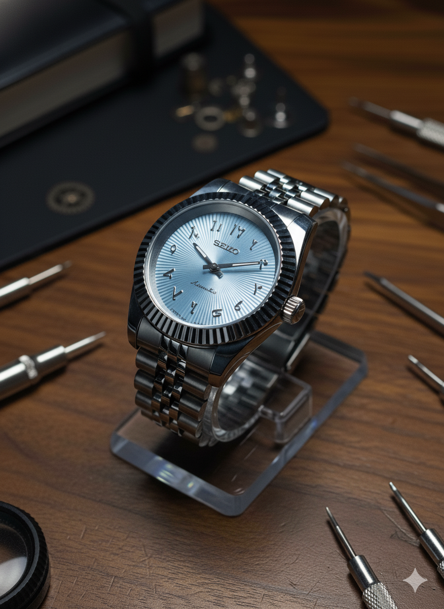Ice Blue arabic seiko mod